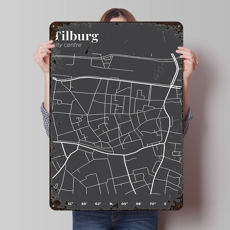 Custom Map Poster - Плакат с картой центра города Тилбург,