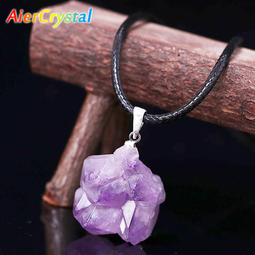 Birth Flower Necklace - Натуральный уругвайский аметист, кулон из необработанного
