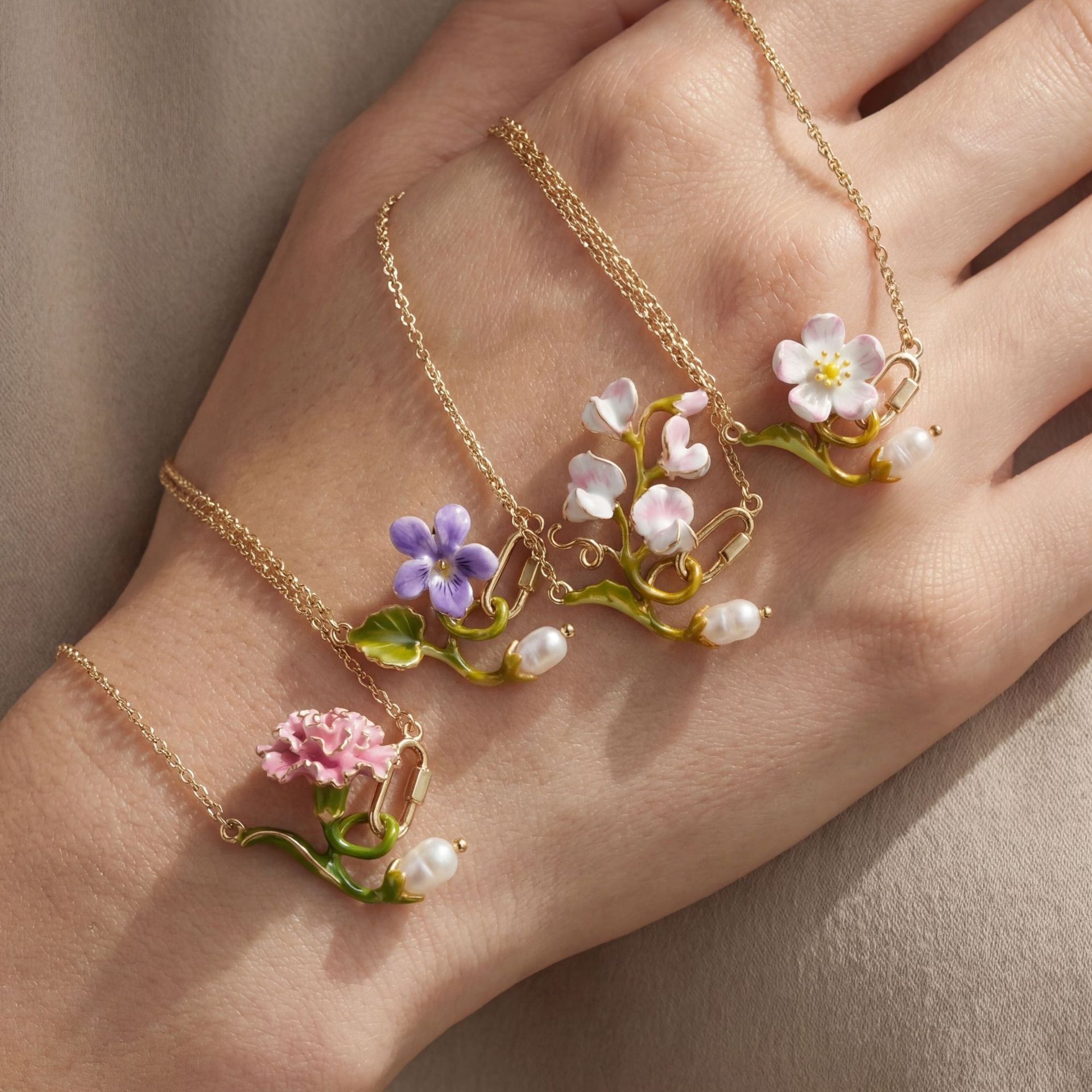Birth Flower Necklace - Ожерелье с цветком, соответствующим месяцу рождения,