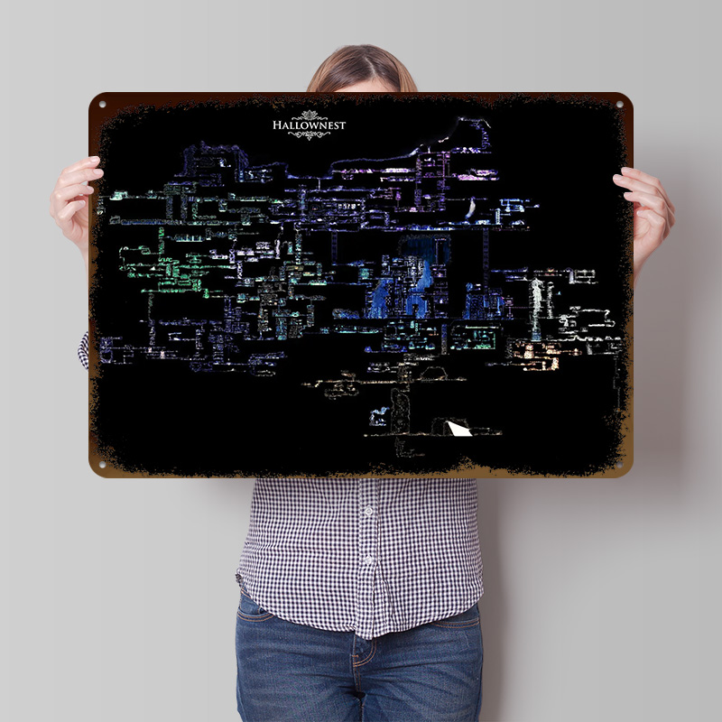 Custom Map Poster - Металлический 3D-постер Hollow Knight: Карта Халлоу-Нэста,