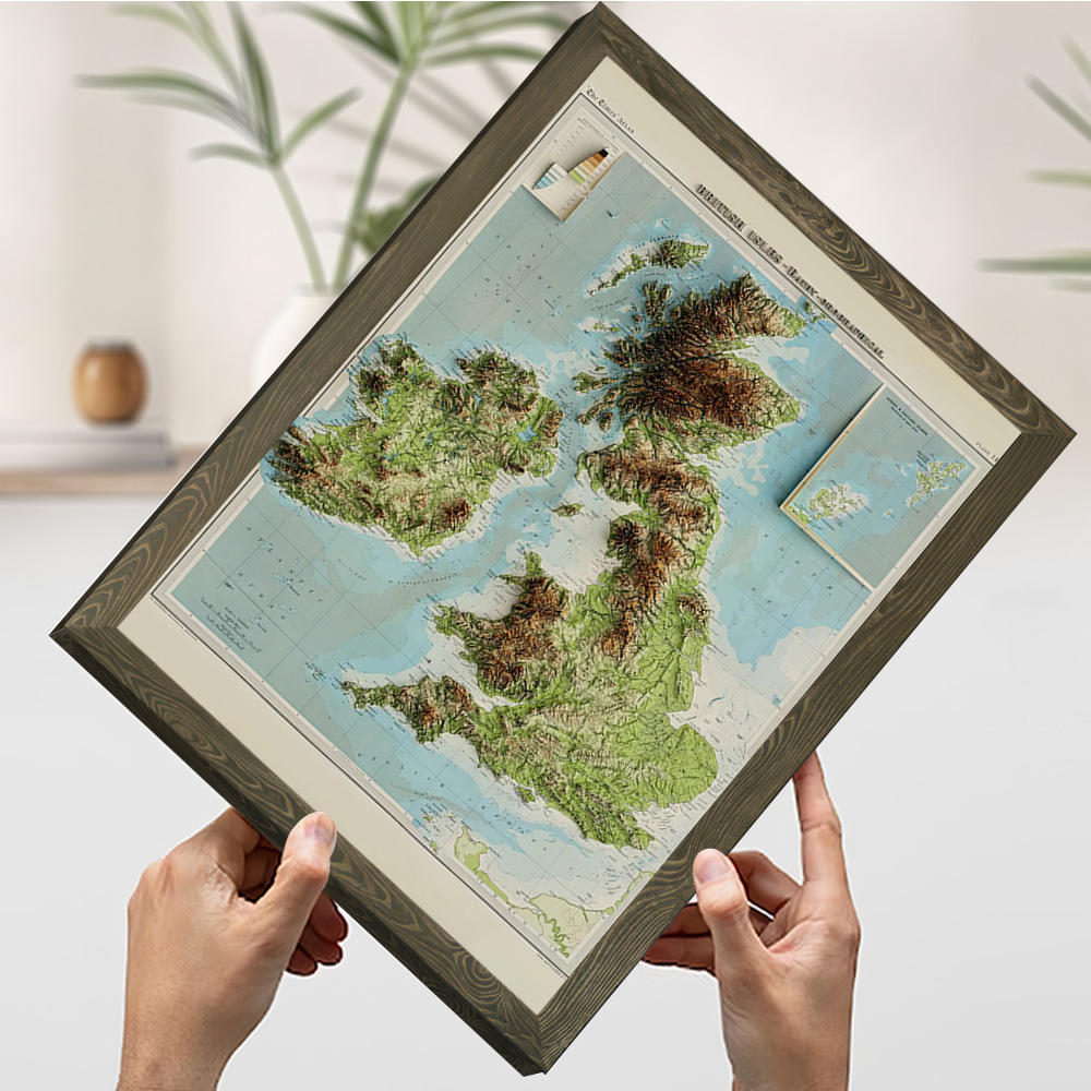 3D рельефная карта Британских  – обзор и цена Custom Map Poster